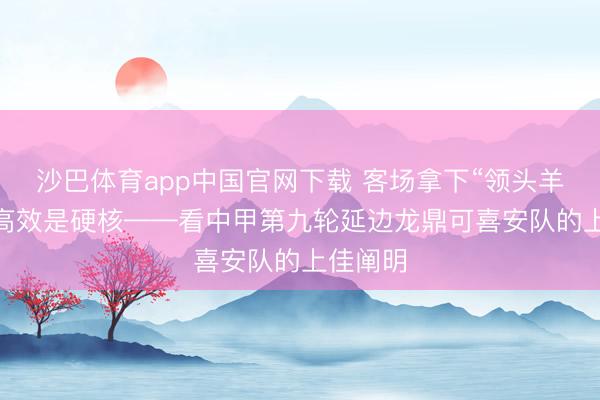沙巴体育app中国官网下载 客场拿下“领头羊” 反击高效是硬核——看中甲第九轮延边龙鼎可喜安队的上佳阐明