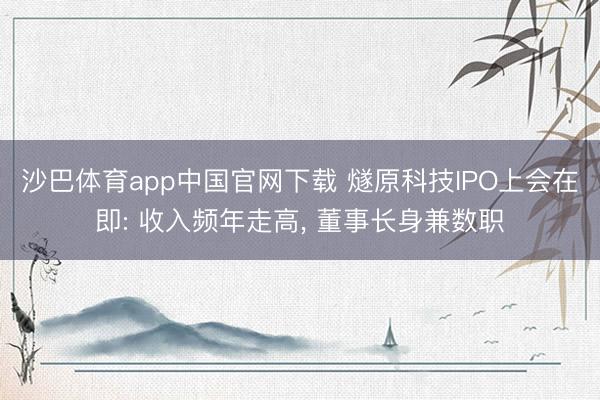 沙巴体育app中国官网下载 燧原科技IPO上会在即: 收入频年走高， 董事长身兼数职
